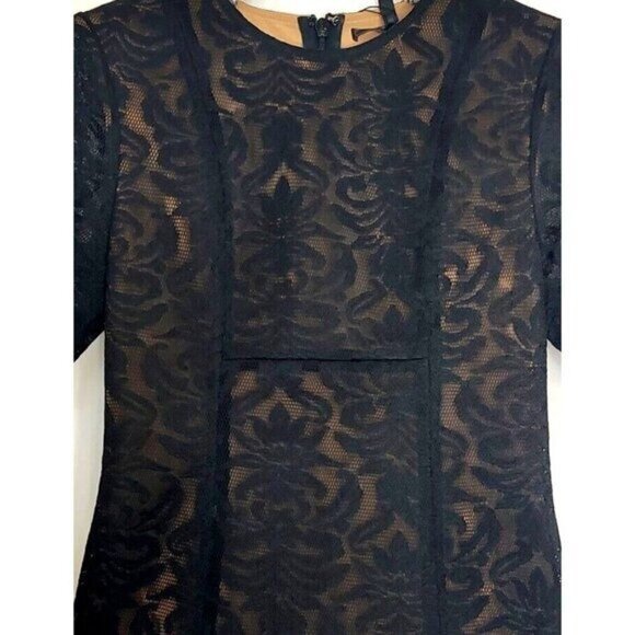 BCBGMaxAzria Ceara Mini Dress 2 Black Lace Cocktail Short Sleeve LBD NEW - Picture 7 of 11